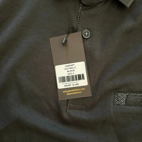 Garnet Black Polo Shirt Long Sleeve Top Tee Collared Buttons Pocket S NWT - Picture 7 of 10